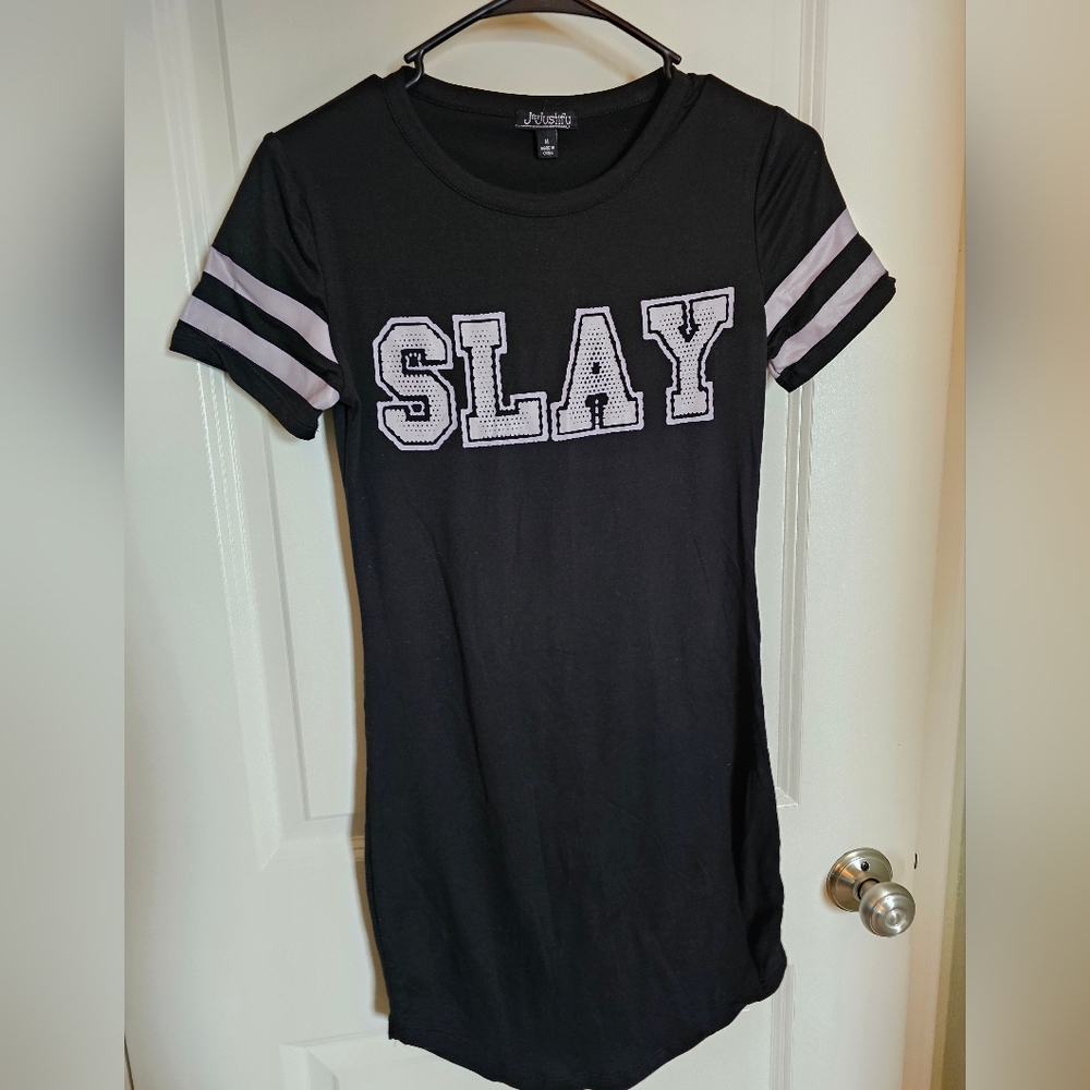 J for Justify Black T-Shirt Dress